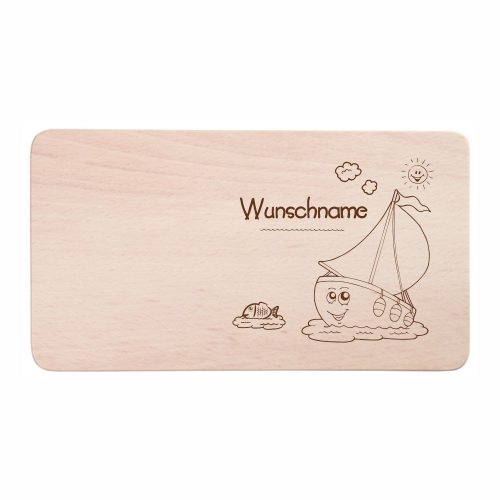 Frühstücksbrettchen für Kinder - Wunschgravur Schiff