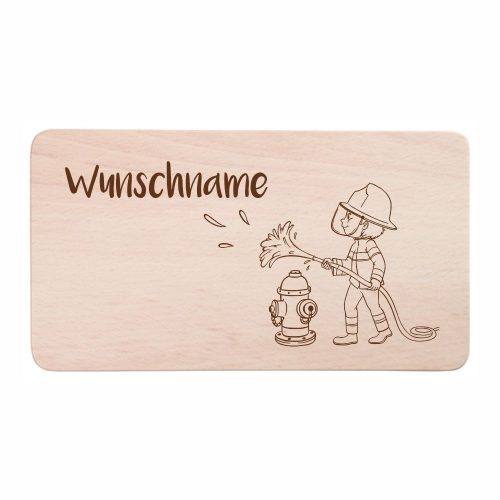 Kinder-Frühstücksbrettchen Feuerwehr mit Wunschnamen