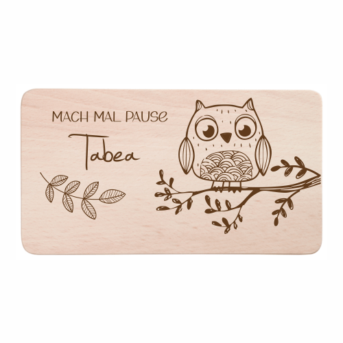 Frühstücksbrettchen Eule mit Wunschnamen
