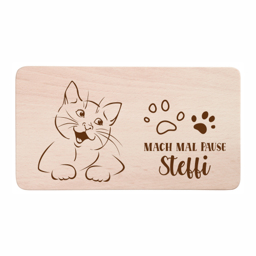 Frühstücksbrettchen Katze mit Wunschnamen