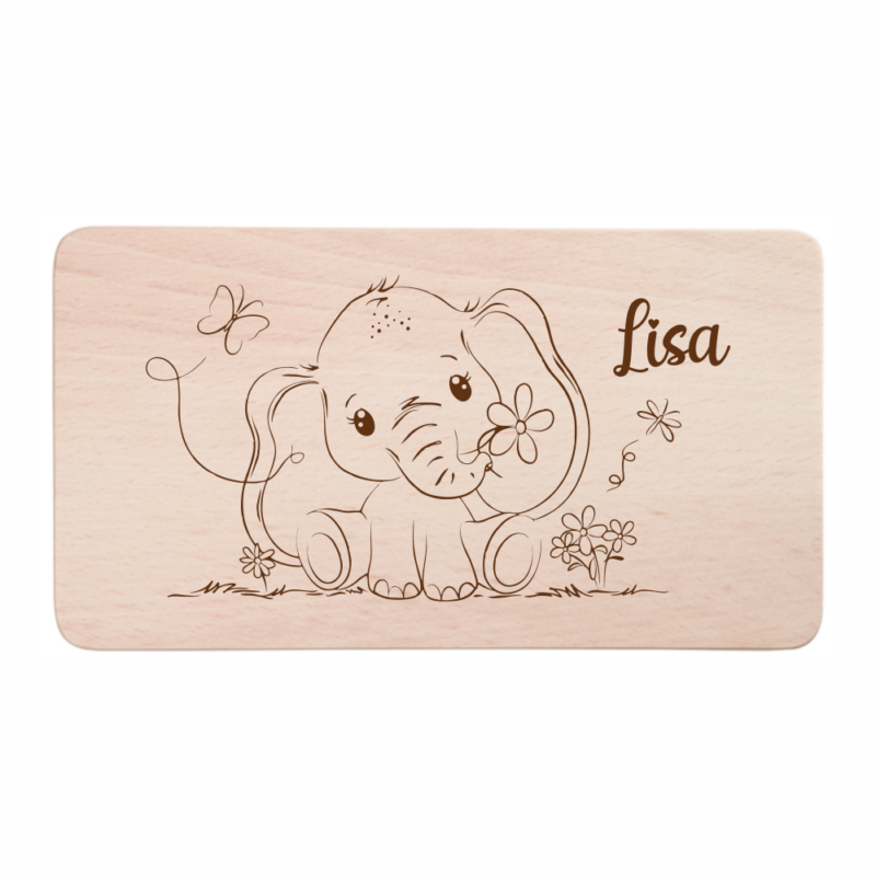 Bild von   fruehstuecksbrettchen elefantpng | Individuelle 🎁 persönliche 🎁 personalisierte Geschenke bedruckt ▪ bestickt ▪ graviert