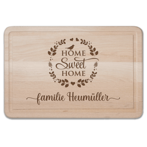 Schneidebrett mit Gravur Home Sweet Home und Deinem Familiennamen