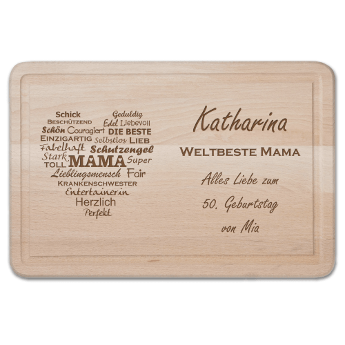 Schneidebrett mit Gravur - Weltbeste Mama- zum Geburtstag