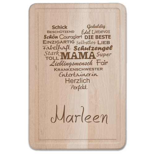 Schneidebrett mit Herz Mama - Dein Wunschtext