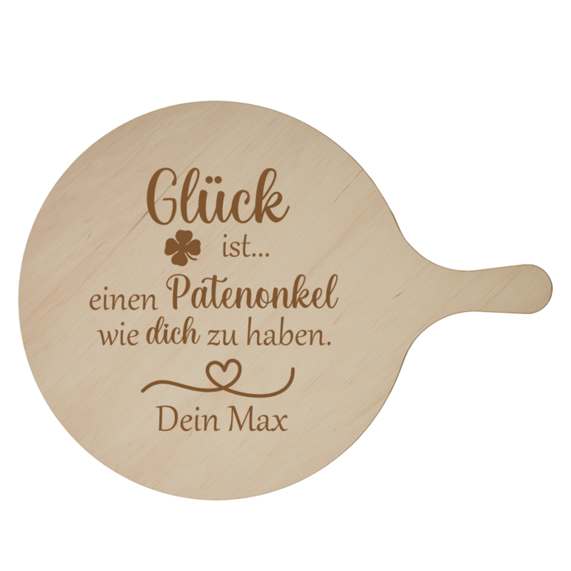 Bild von   pizzabrett glueck ist einen papng | Individuelle 🎁 persönliche 🎁 personalisierte Geschenke bedruckt ▪ bestickt ▪ graviert