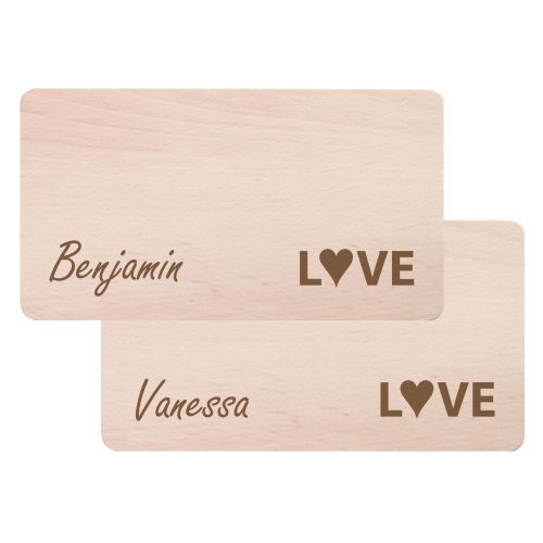 Partner-Frühstücksbrettchen mit Gravur -LOVE