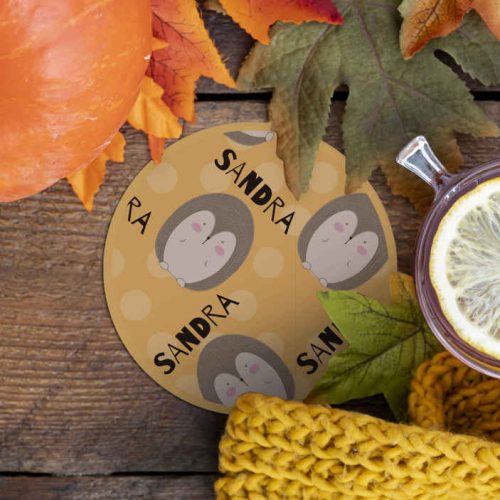 Stachelschwein mit Namen drink coaster gezeichnet