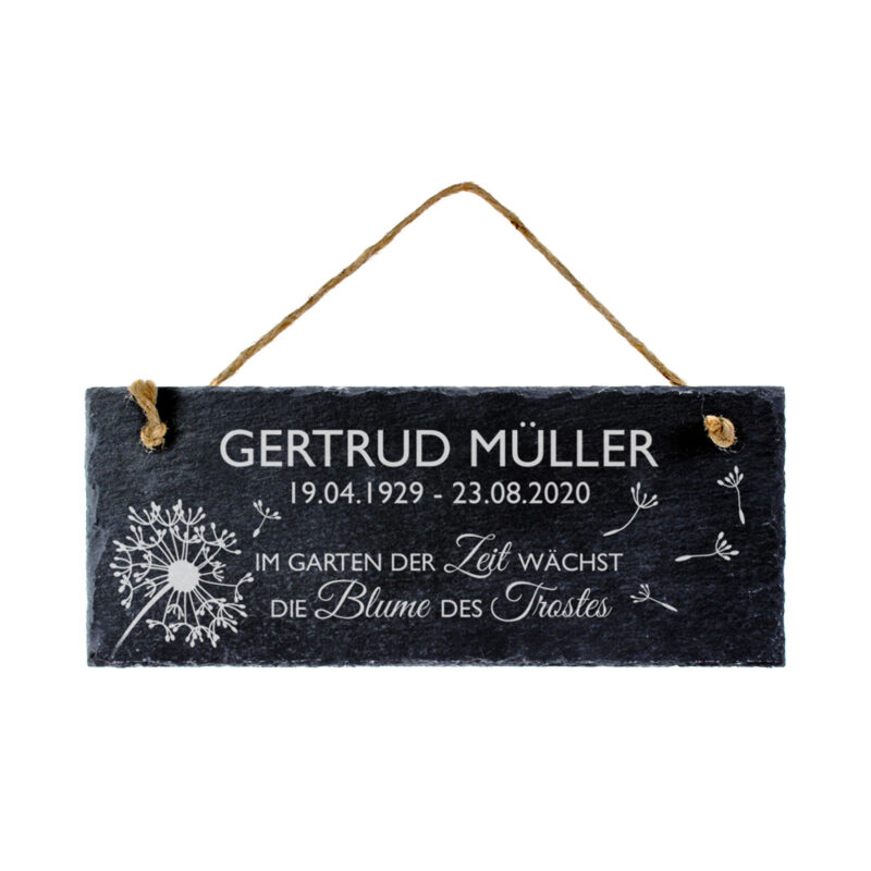 Bild von   schiefertafel trauer blumejpg | Individuelle 🎁 persönliche 🎁 personalisierte Geschenke bedruckt ▪ bestickt ▪ graviert