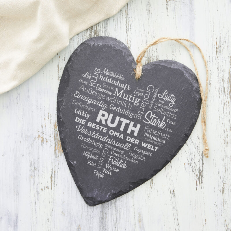 Bild von   schieferherz wortherz omajpg | Individuelle 🎁 persönliche 🎁 personalisierte Geschenke bedruckt ▪ bestickt ▪ graviert