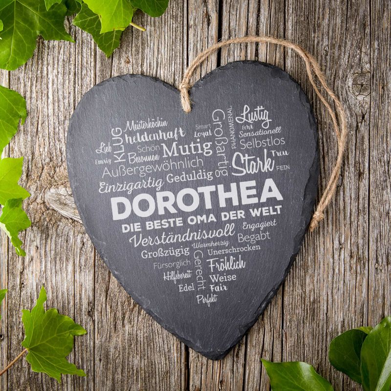 Bild von   schieferherz wortherz omajpg | Individuelle 🎁 persönliche 🎁 personalisierte Geschenke bedruckt ▪ bestickt ▪ graviert