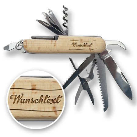 Bild von   holz taschenmesser mit gravurjpg | Individuelle 🎁 persönliche 🎁 personalisierte Geschenke bedruckt ▪ bestickt ▪ graviert