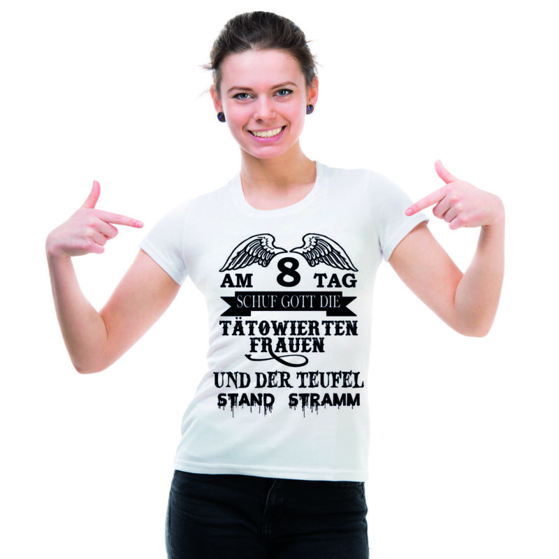Bild von   damen t shirt modell taetowiejpg | Individuelle 🎁 persönliche 🎁 personalisierte Geschenke bedruckt ▪ bestickt ▪ graviert