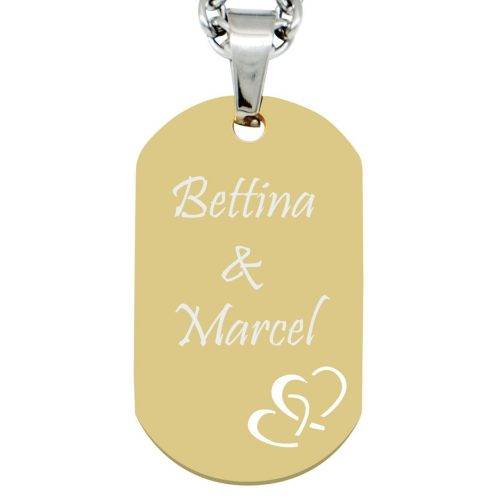 Anhänger Dogtag - Herzen - Wunschtext- gold