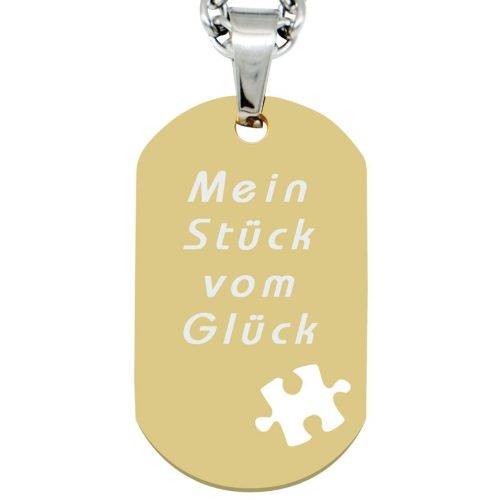 Kettenhänger Dogtag - Puzzle mit Deinem Wunschtext- gold