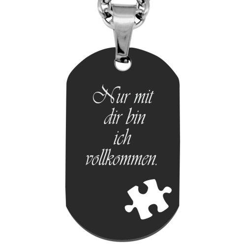 Gravuranhänger Dogtag- Puzzle Wunschtext- schwarz