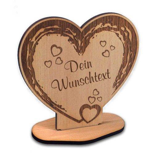 Holz-Aufsteller Herz mit Deinem Wunschtext