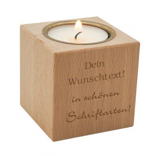 Teelichthalter mit Gravur klein- Wunschtext
