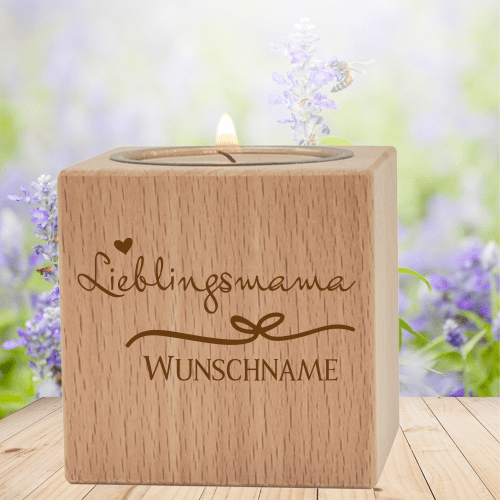 Teelichthalter Lieblingsmama mit Wunschnamen