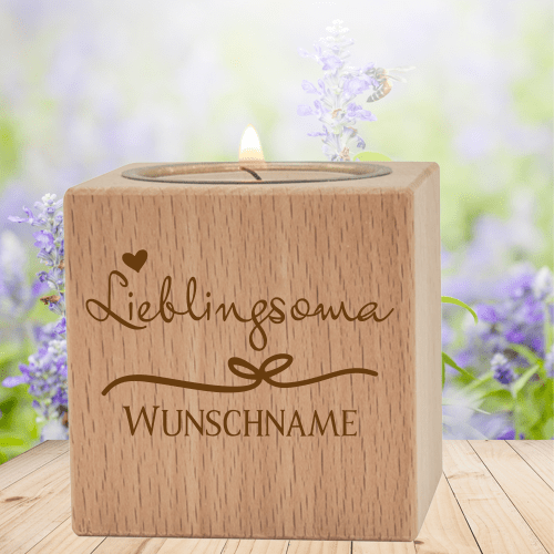 Teelichthalter Lieblingsoma mit Wunschnamen