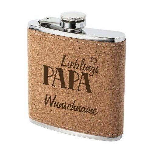 Flachmann Kork mit Gravur Lieblings-Papa und Wunschnamen