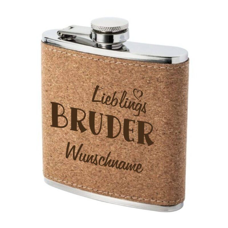 Bild von   flachmann kork mit gravur liebjpg | Individuelle 🎁 persönliche 🎁 personalisierte Geschenke bedruckt ▪ bestickt ▪ graviert
