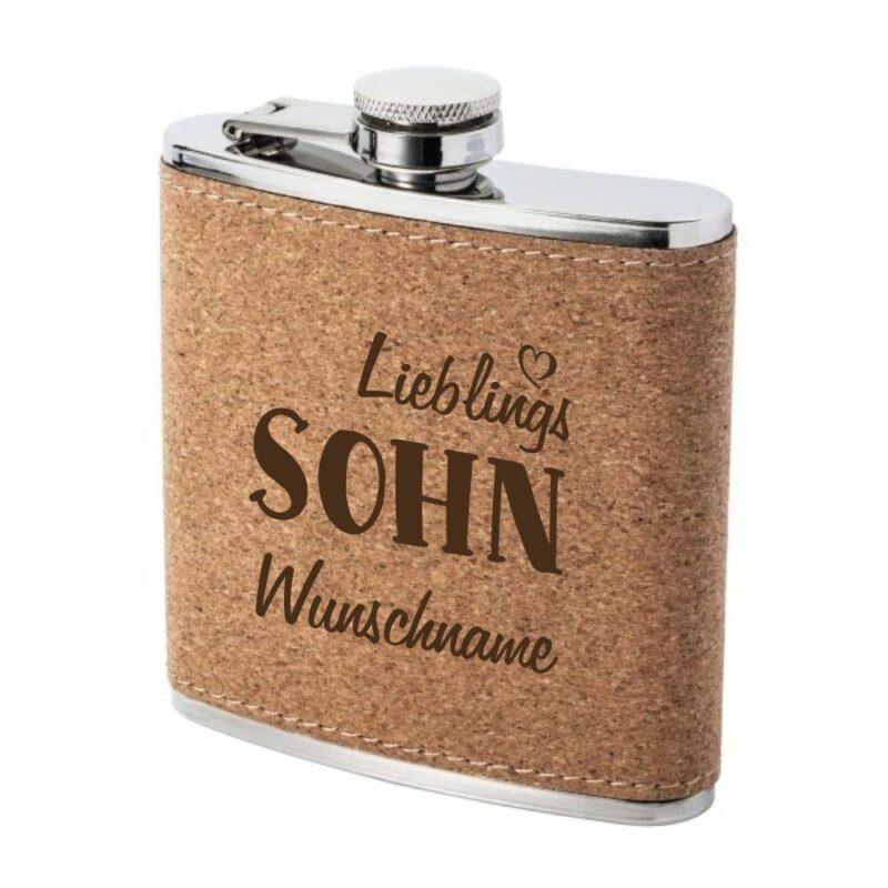 Bild von   flachmann kork mit gravur liebjpg | Individuelle 🎁 persönliche 🎁 personalisierte Geschenke bedruckt ▪ bestickt ▪ graviert