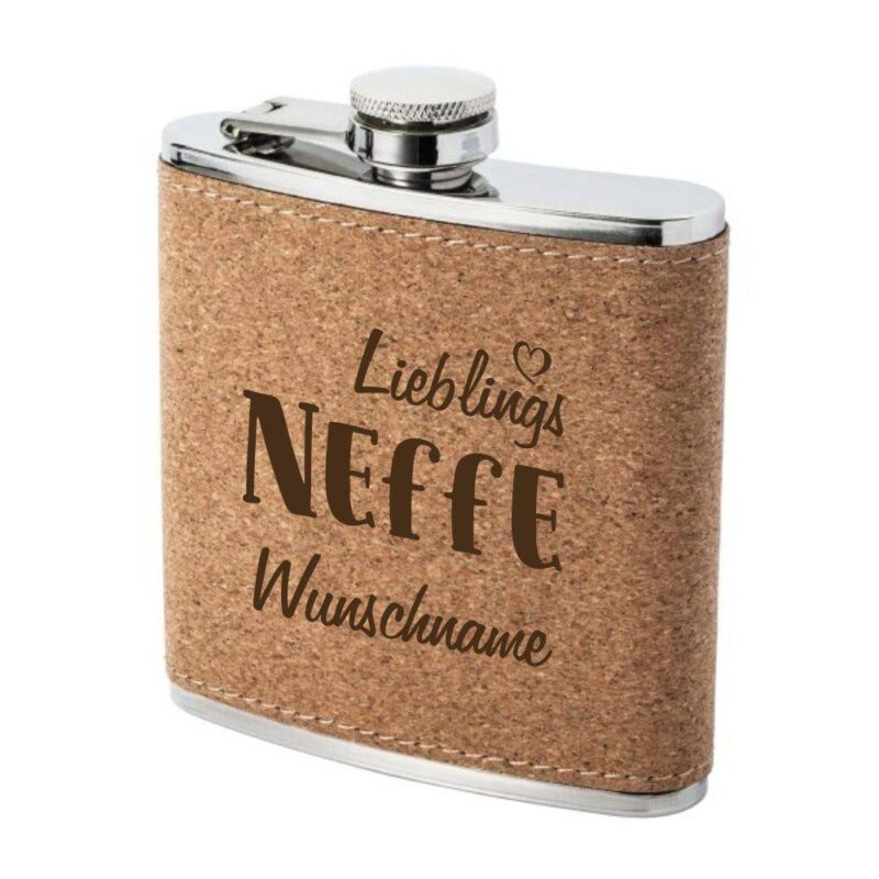 Bild von   flachmann kork mit gravur liebjpg | Individuelle 🎁 persönliche 🎁 personalisierte Geschenke bedruckt ▪ bestickt ▪ graviert