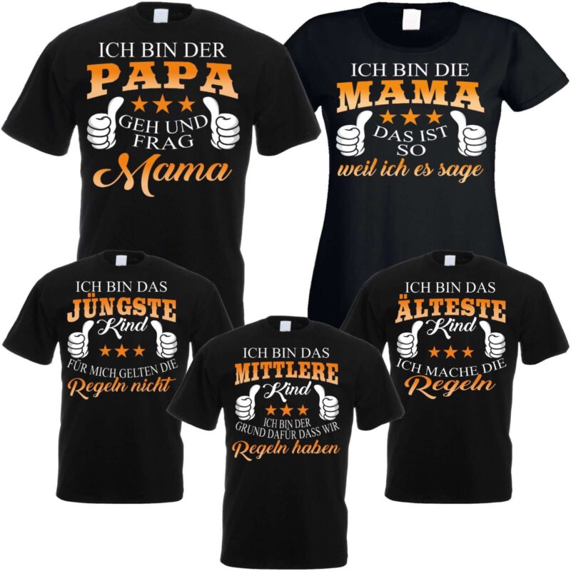 Bild von   familienshirts schwarz oder wejpg | Individuelle 🎁 persönliche 🎁 personalisierte Geschenke bedruckt ▪ bestickt ▪ graviert