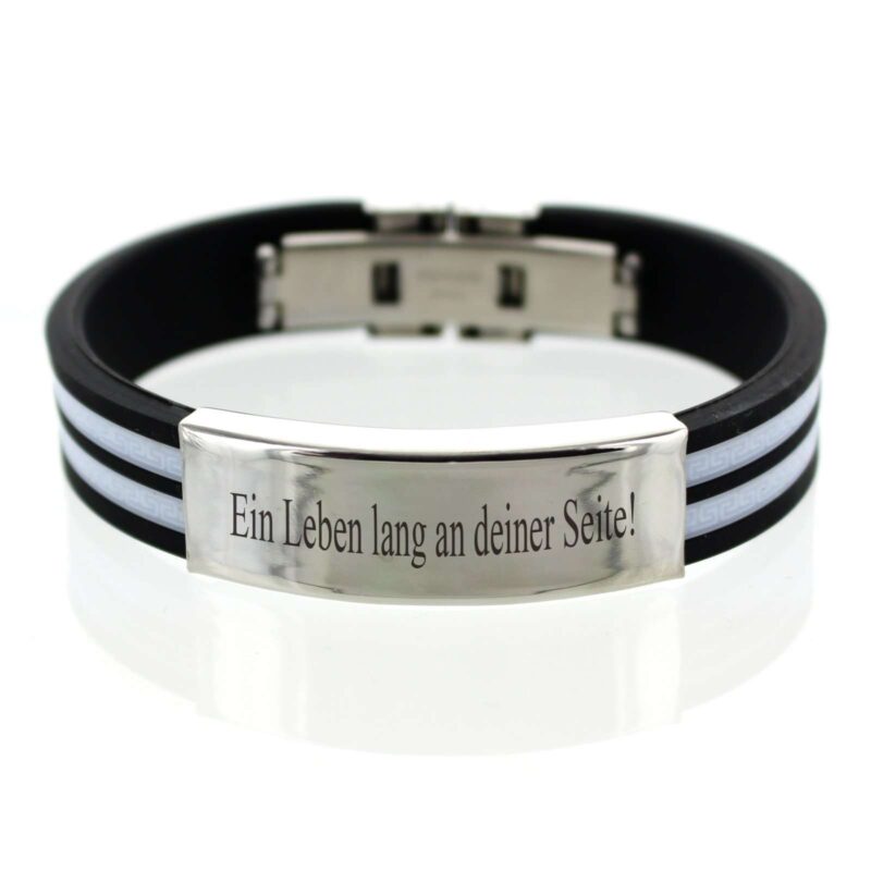 Bild von   kautschuk armband mit edelstahjpg | Individuelle 🎁 persönliche 🎁 personalisierte Geschenke bedruckt ▪ bestickt ▪ graviert