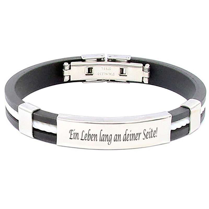Bild von   kautschuk armband mit edelstahjpg | Individuelle 🎁 persönliche 🎁 personalisierte Geschenke bedruckt ▪ bestickt ▪ graviert