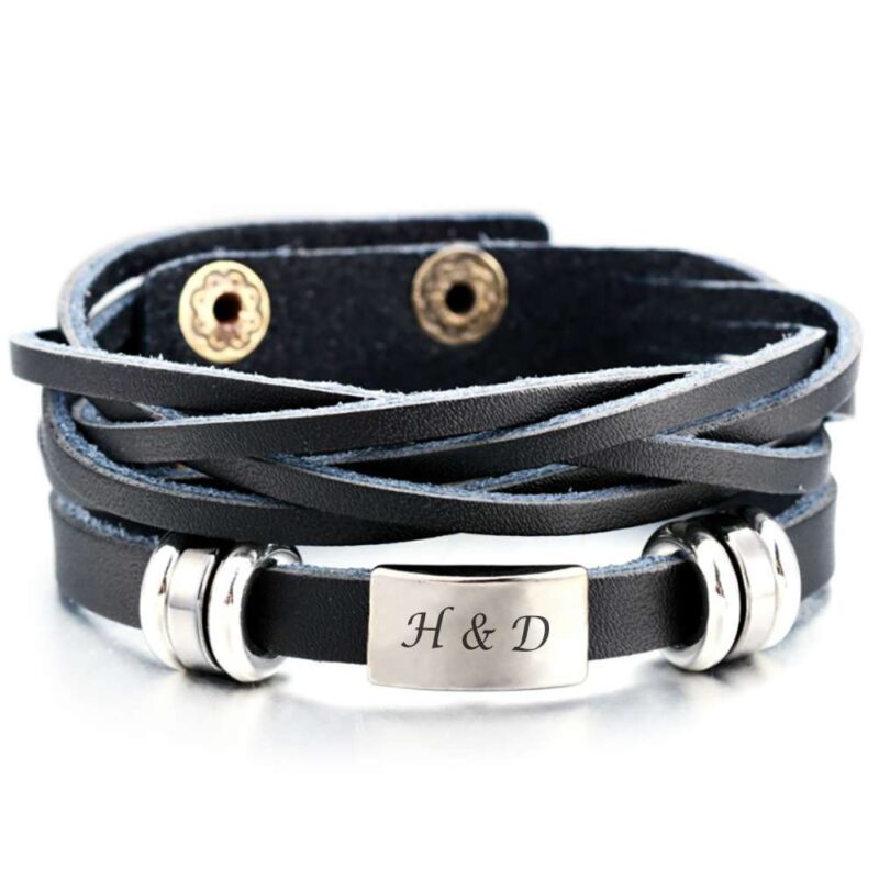 Bild von   leder armband mit metall gravujpg | Individuelle 🎁 persönliche 🎁 personalisierte Geschenke bedruckt ▪ bestickt ▪ graviert