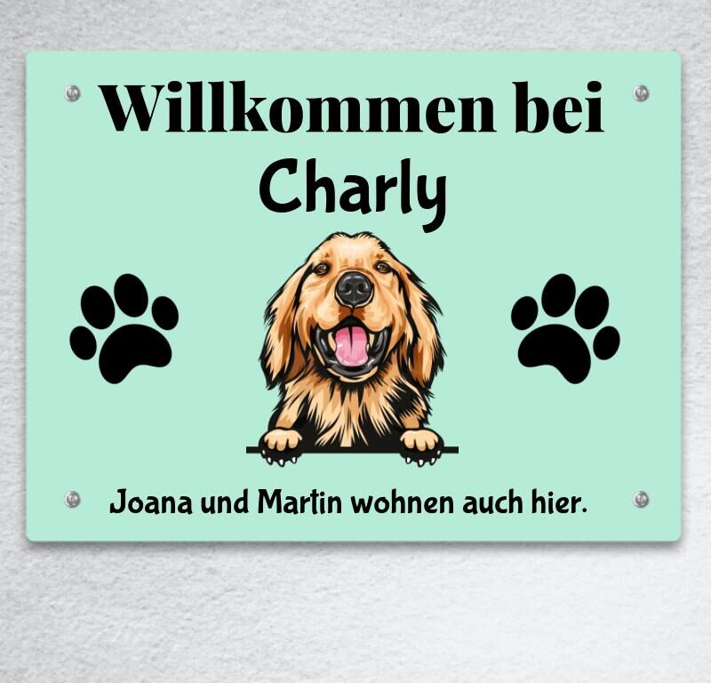 Bild von   willkommen hunde portraitjpg | Individuelle 🎁 persönliche 🎁 personalisierte Geschenke bedruckt ▪ bestickt ▪ graviert