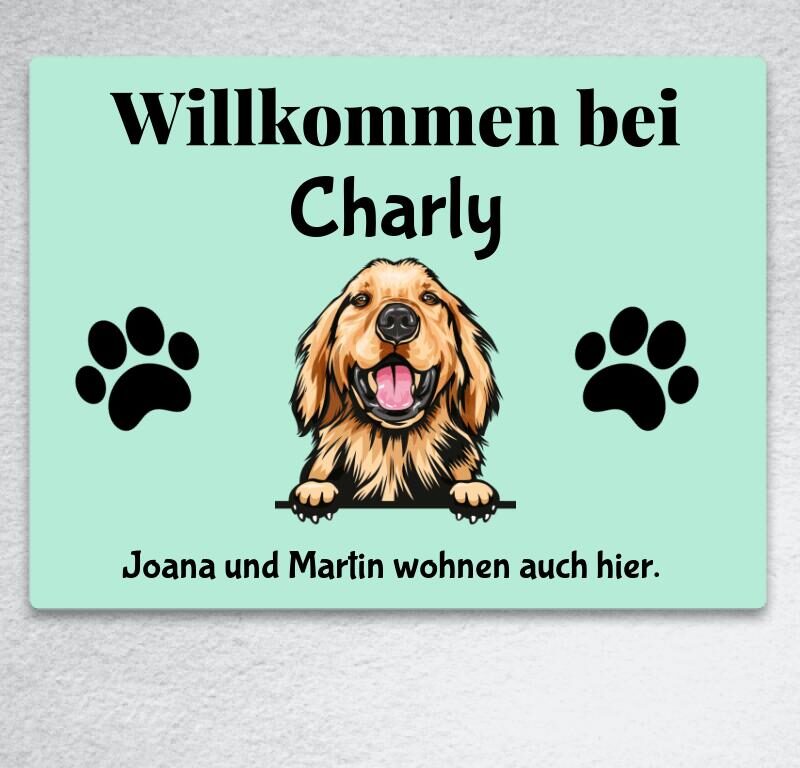 Bild von   willkommen hunde portraitjpg | Individuelle 🎁 persönliche 🎁 personalisierte Geschenke bedruckt ▪ bestickt ▪ graviert