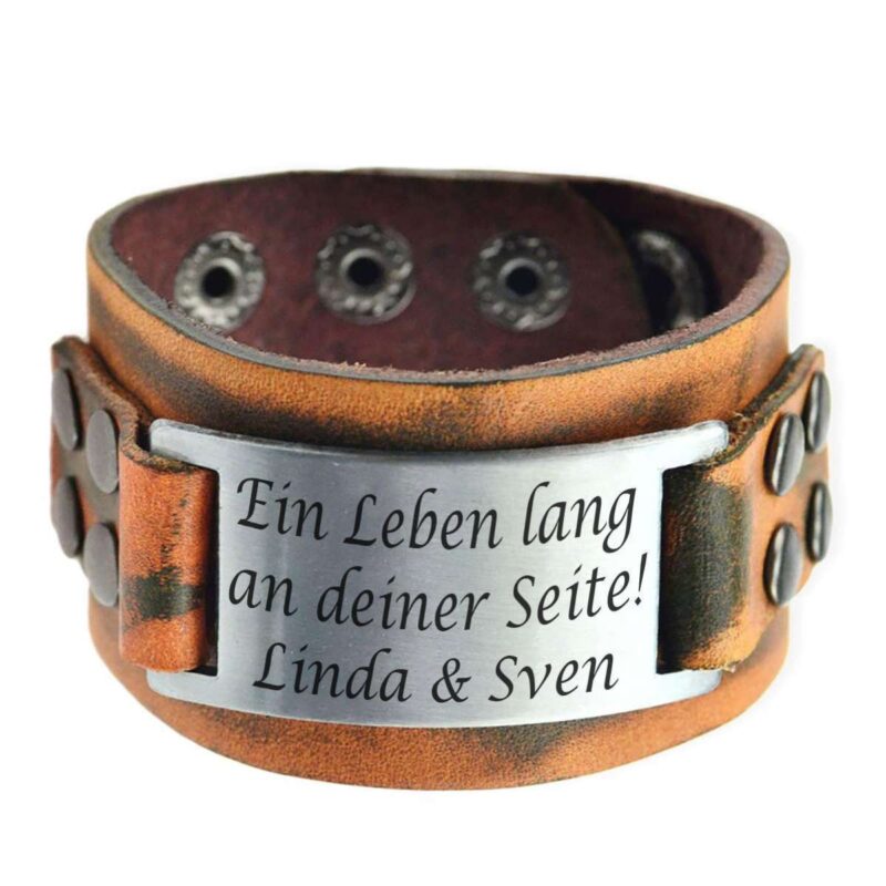 Bild von   lederarmband mit edelstahl grajpg | Individuelle 🎁 persönliche 🎁 personalisierte Geschenke bedruckt ▪ bestickt ▪ graviert