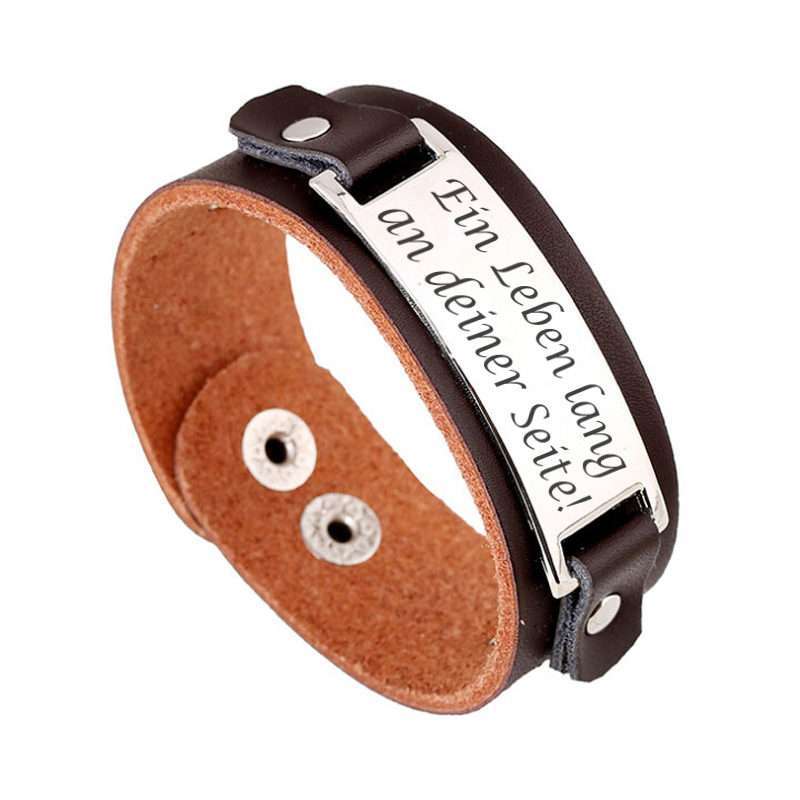 Bild von   lederarmband mit edelstahl grajpg | Individuelle 🎁 persönliche 🎁 personalisierte Geschenke bedruckt ▪ bestickt ▪ graviert