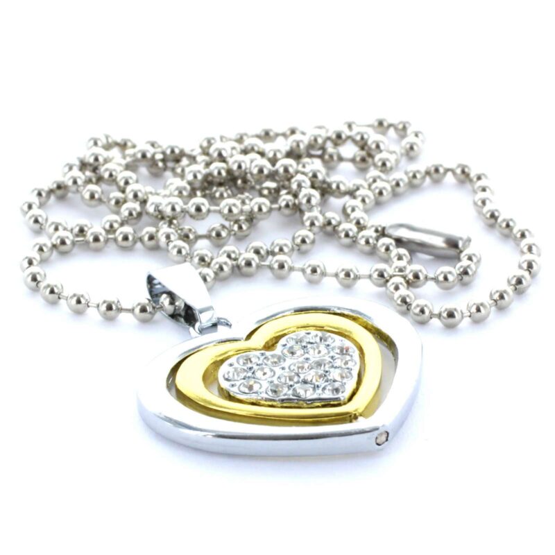 Bild von   edelstahl herzkette mit strassjpg | Individuelle 🎁 persönliche 🎁 personalisierte Geschenke bedruckt ▪ bestickt ▪ graviert