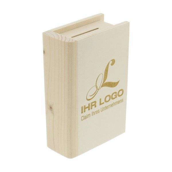 Geldgeschenk - Spardose aus Holz - Sparkasse in Buchform mit individueller Gr...