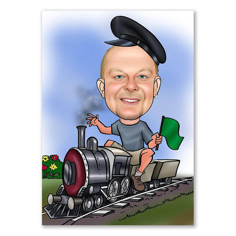 Bild von   erstellung karikatur eisenbahnjpg | Individuelle 🎁 persönliche 🎁 personalisierte Geschenke bedruckt ▪ bestickt ▪ graviert