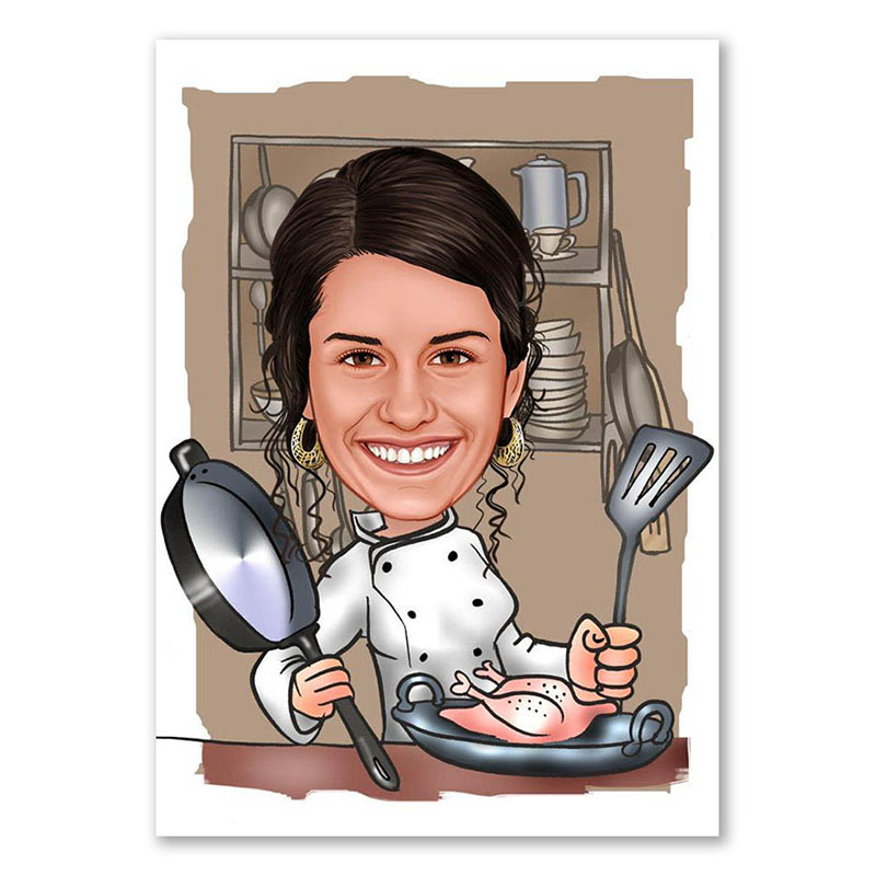 Bild von   erstellung karikatur koechinjpg | Individuelle 🎁 persönliche 🎁 personalisierte Geschenke bedruckt ▪ bestickt ▪ graviert