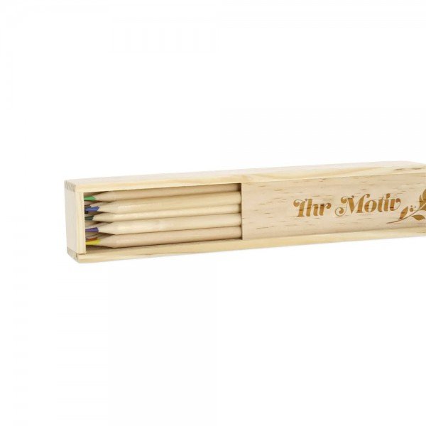Bild von   holzbox mit  buntstiften grjpg | Individuelle 🎁 persönliche 🎁 personalisierte Geschenke bedruckt ▪ bestickt ▪ graviert
