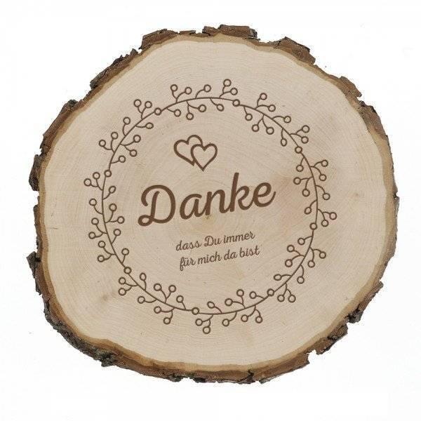 Bild von   baumscheibe mit gravur dankejpg | Individuelle 🎁 persönliche 🎁 personalisierte Geschenke bedruckt ▪ bestickt ▪ graviert