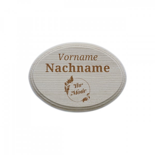 Bild von   schild aus holz oval mit indivjpg | Individuelle 🎁 persönliche 🎁 personalisierte Geschenke bedruckt ▪ bestickt ▪ graviert