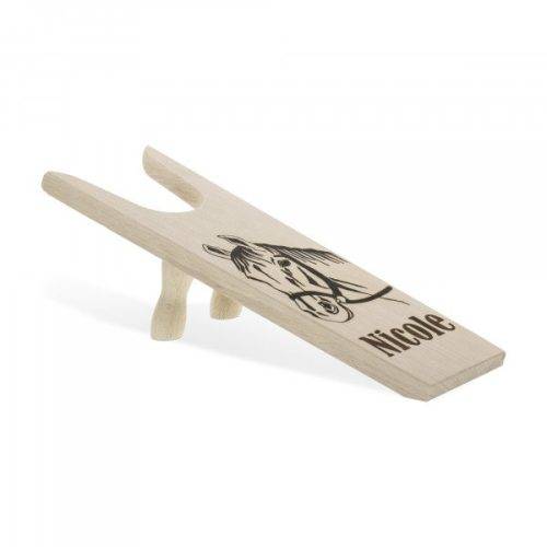 Stiefelknecht mit Pferdemotiv aus Holz mit individueller Gravur (Gravurmaß 19...