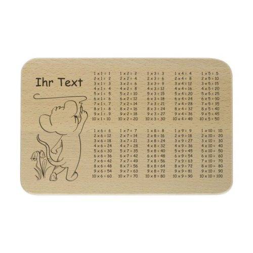 Frühstücksbrettchen 1 x 1 mit individueller Gravur zur Einschulung