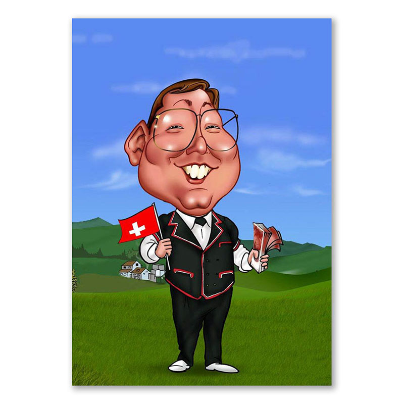 Bild von   erstellung karikatur schweizjpg | Individuelle 🎁 persönliche 🎁 personalisierte Geschenke bedruckt ▪ bestickt ▪ graviert