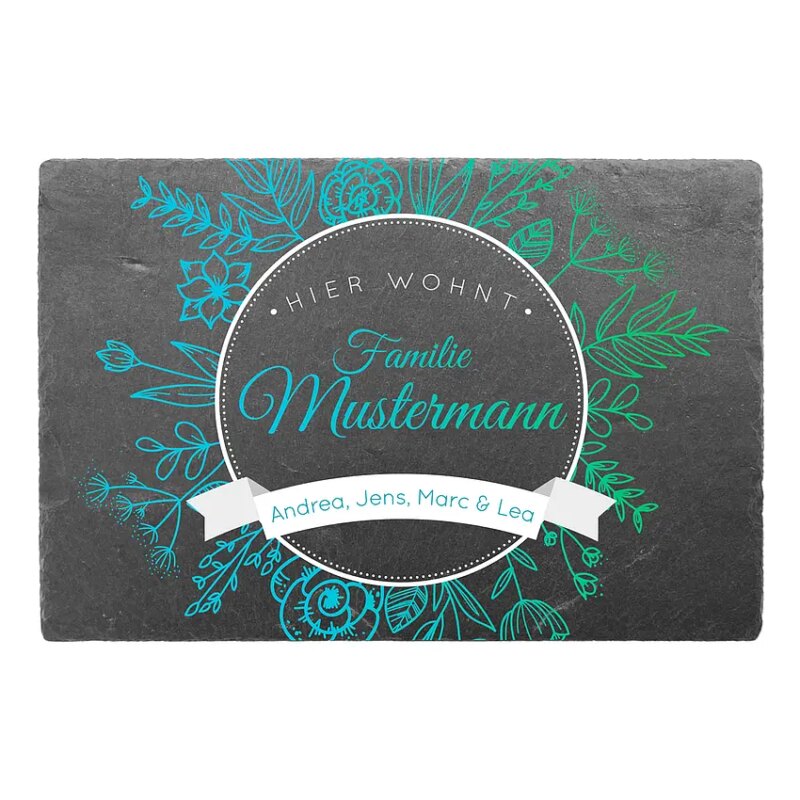 Bild von   tuerschild mit namen und blumejpg | Individuelle 🎁 persönliche 🎁 personalisierte Geschenke bedruckt ▪ bestickt ▪ graviert