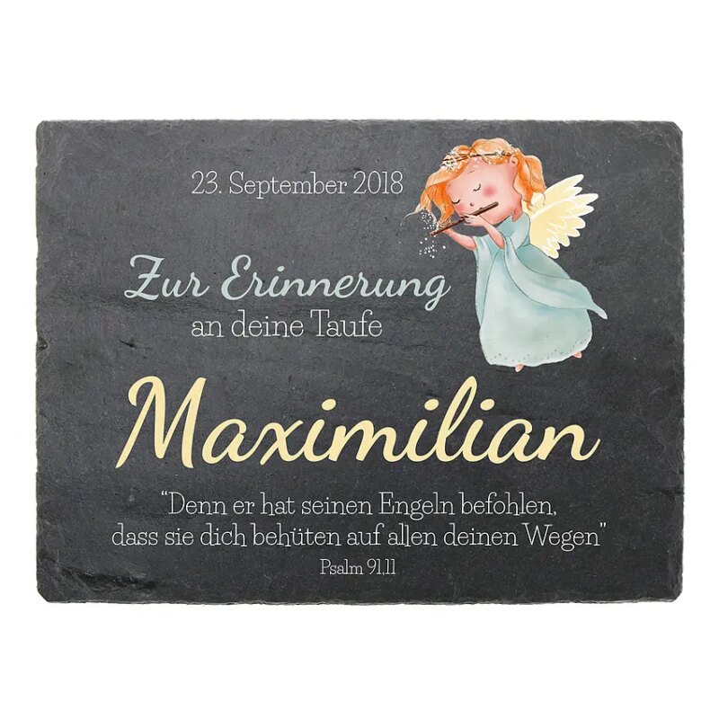 Bild von   geschenk zur taufe aus schiefejpg | Individuelle 🎁 persönliche 🎁 personalisierte Geschenke bedruckt ▪ bestickt ▪ graviert