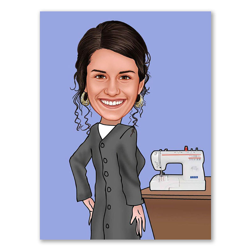 Bild von   erstellung karikatur naehmaschjpg | Individuelle 🎁 persönliche 🎁 personalisierte Geschenke bedruckt ▪ bestickt ▪ graviert