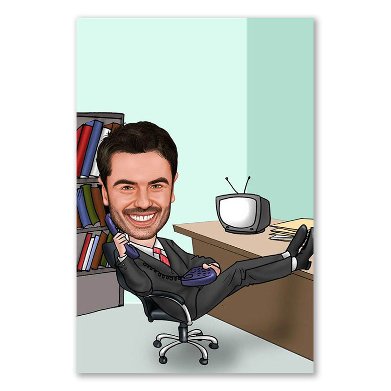 Bild von   erstellung karikatur buero amjpg | Individuelle 🎁 persönliche 🎁 personalisierte Geschenke bedruckt ▪ bestickt ▪ graviert