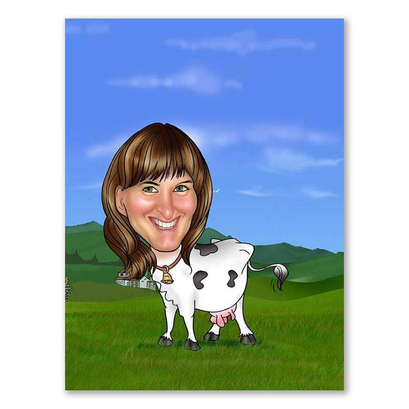 Bild von   erstellung karikatur cow girljpg | Individuelle 🎁 persönliche 🎁 personalisierte Geschenke bedruckt ▪ bestickt ▪ graviert